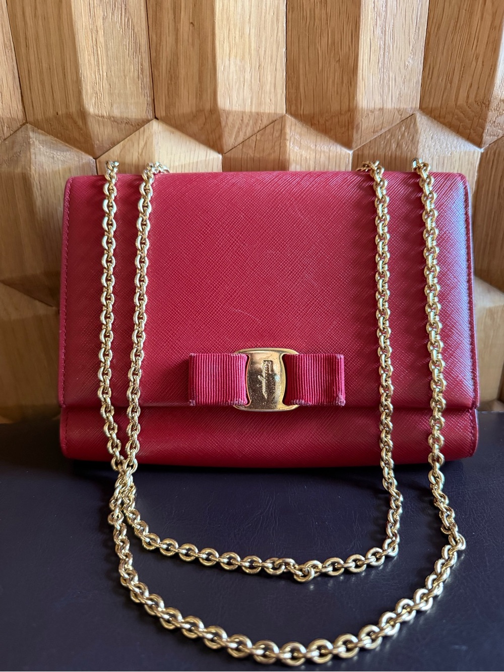 Salvatore Ferragamo Miss Vara Bow Chain Crossbody Bag